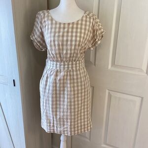 HD in Paris Tan and White Checkered Middi Dress Sz 10